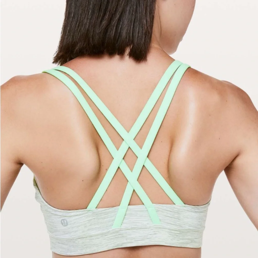 Lululemon Athletica Energy Sports Bra - White and Green EUC 8 - Picture 9 of 9